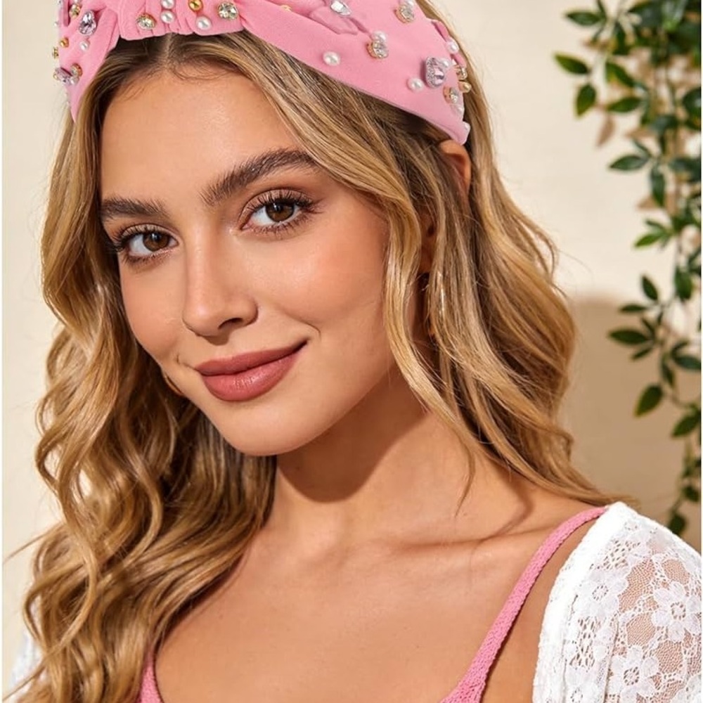 Glamour in Pink /  Hearts and Bows Women’s Headband